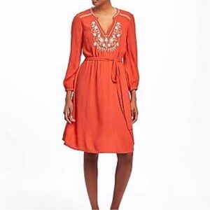 Old‎ Navy Embroidered Yoke Crinkle Gauze Dress